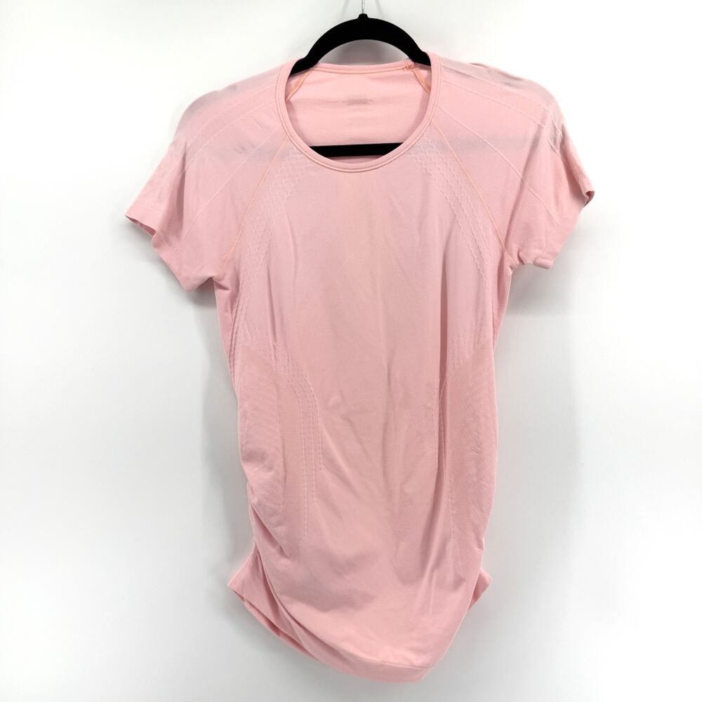 Athleta Speedlight Seamless Tee Size Medium Coral Pink Athleisure Sporty Gym